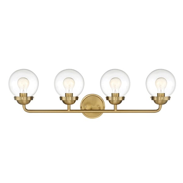 Designers Fountain Knoll 33in 4-Light Brushed Gold Retro Modern Indoor Vanity Light with Clear Glass Shades 95904-BG - main
